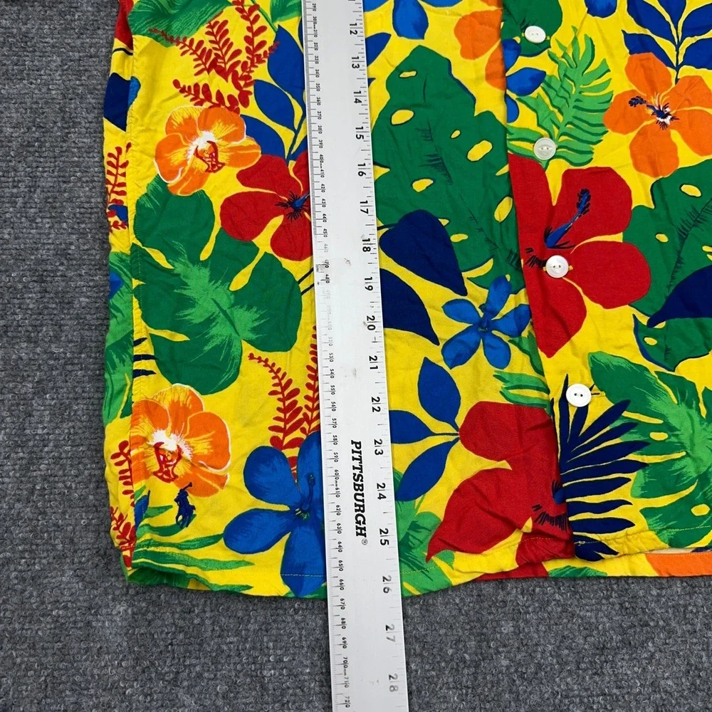 Polo Ralph Lauren Shirt Men's M Floral Tropical Hawaiian Viscose Camp Collar